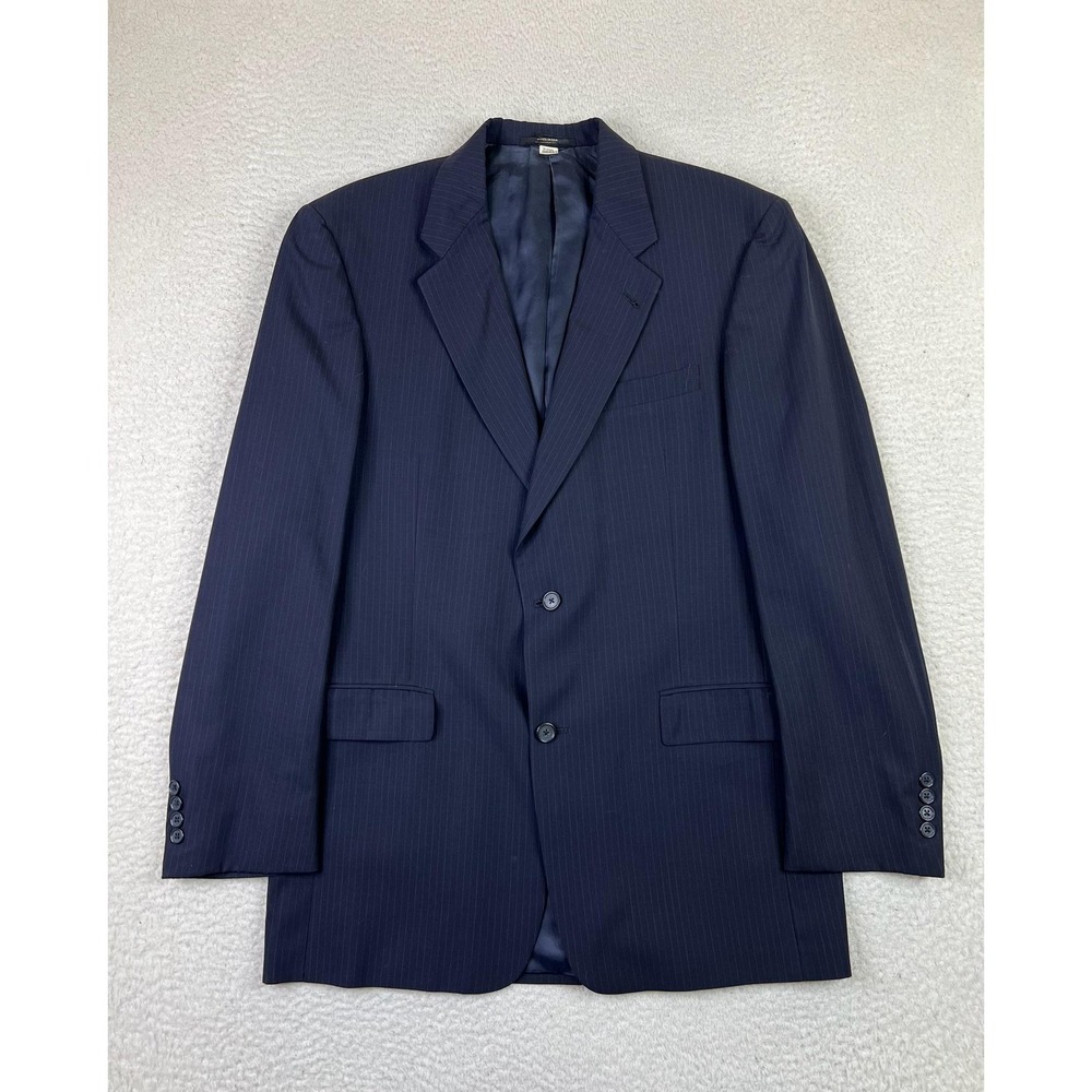 Hart Schaffner Marx Mens 40L Navy Blue Wool Gold Trumpeter Blazer Sport Coat